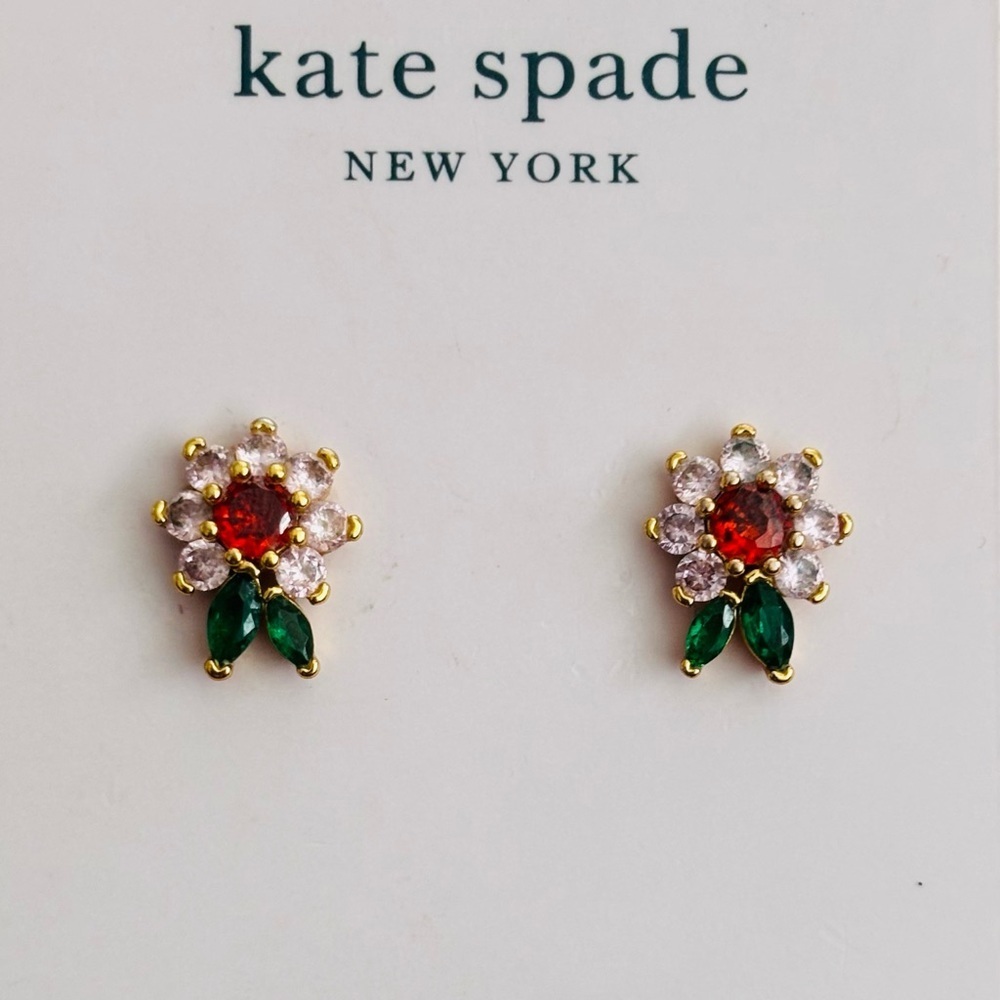 Kate Spade Bloom Flowers Gold Multi Colored Stud Earrings!